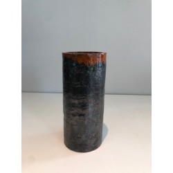Vase Rouleau en Céramique Brutaliste, Corps Noir Texturé e | Maison Barrois