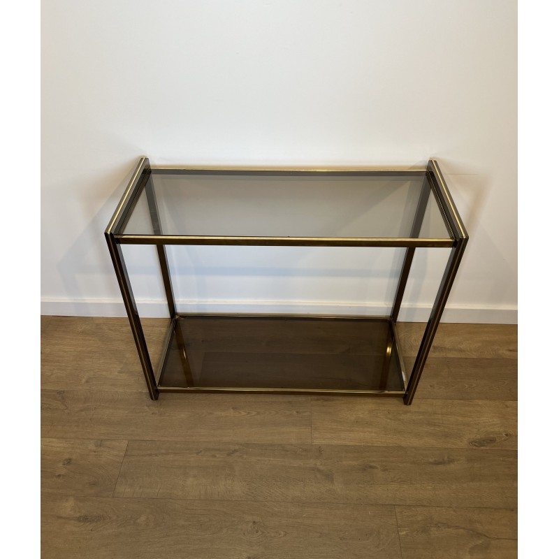 Console in Gunmetal Metal and Brass Fillets with Two Smoke | Maison Barrois