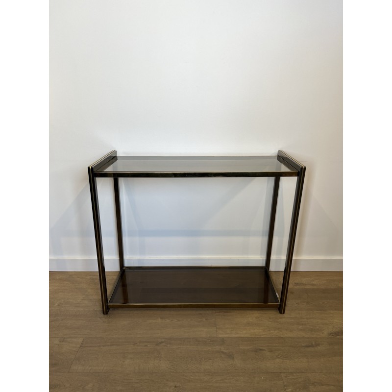 Console in Gunmetal Metal and Brass Fillets with Two Smoke | Maison Barrois