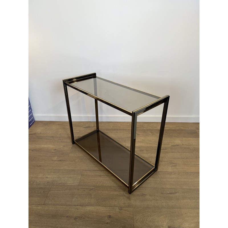 Console in Gunmetal Metal and Brass Fillets with Two Smoke | Maison Barrois