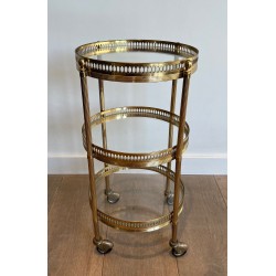 Table Roulante Ronde en Laiton à Trois Plateaux, Néo-class | Maison Barrois