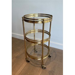 Table Roulante Ronde en Laiton à Trois Plateaux, Néo-class | Maison Barrois