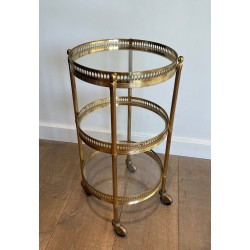 Table Roulante Ronde en Laiton à Trois Plateaux, Néo-class | Maison Barrois