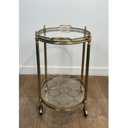Table Roulante Ovale en Laiton à Galerie Ajourée et PommeS | Maison Barrois