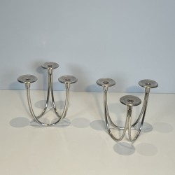 Paire de Bougeoirs Modernistes à Trois Bras de Lumière en | Maison Barrois