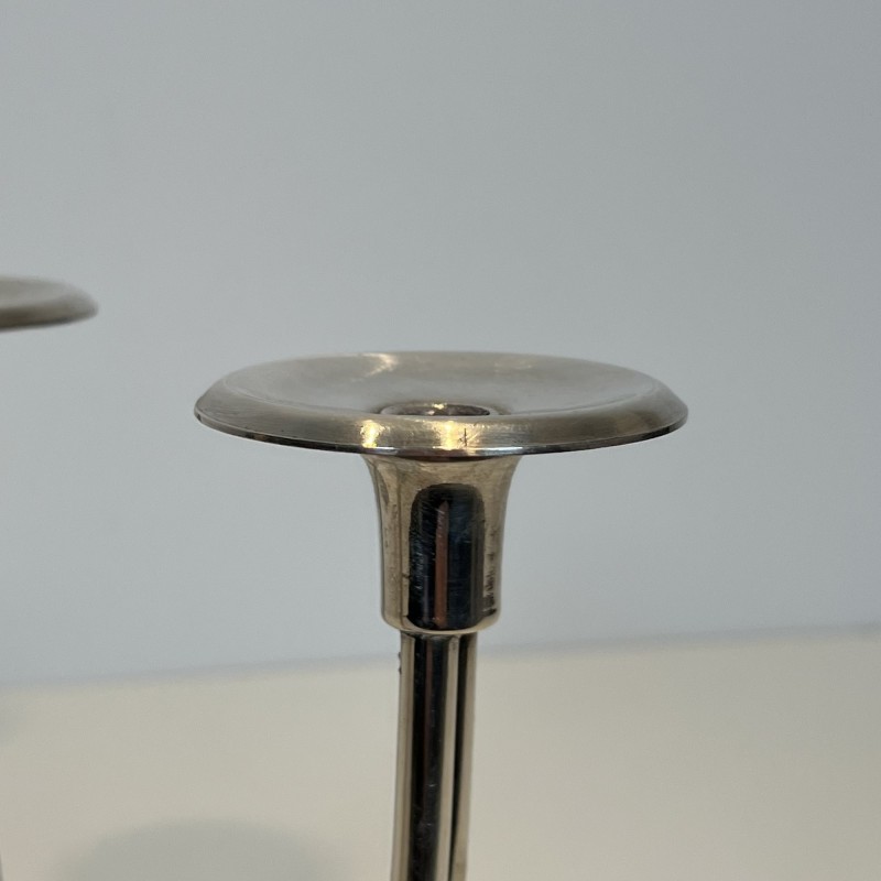 Paire de Bougeoirs Modernistes à Trois Bras de Lumière en | Maison Barrois