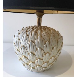 Lampe de Table en Céramique Artichaut, Travail Français, vers 1970