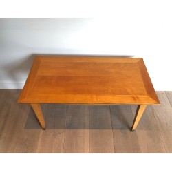 Cherrywood Coffee Table with Tapered Legs and Brass Sabots | Maison Barrois