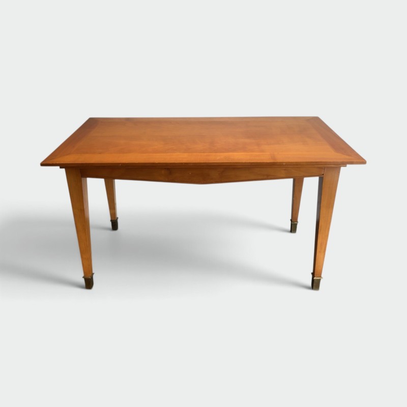 Cherrywood Coffee Table with Tapered Legs and Brass Sabots | Maison Barrois