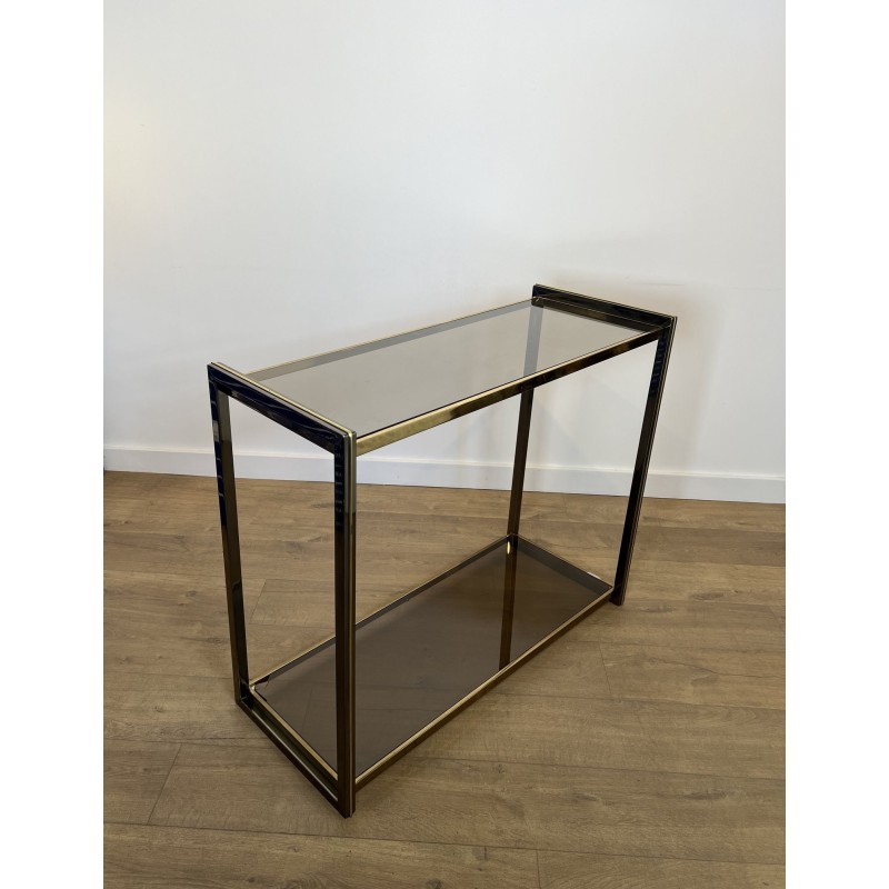 Console in Gunmetal Metal and Brass Fillets with Two Smoke | Maison Barrois