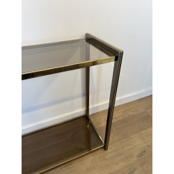 Console in Gunmetal Metal and Brass Fillets with Two Smoke | Maison Barrois