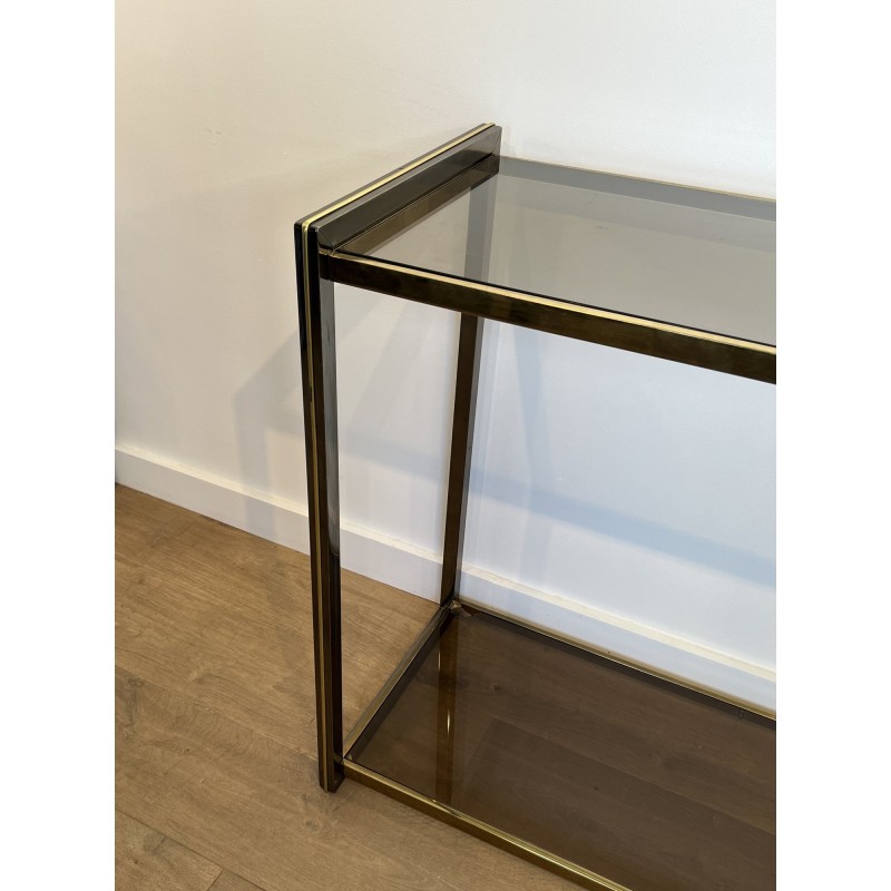 Console in Gunmetal Metal and Brass Fillets with Two Smoke | Maison Barrois