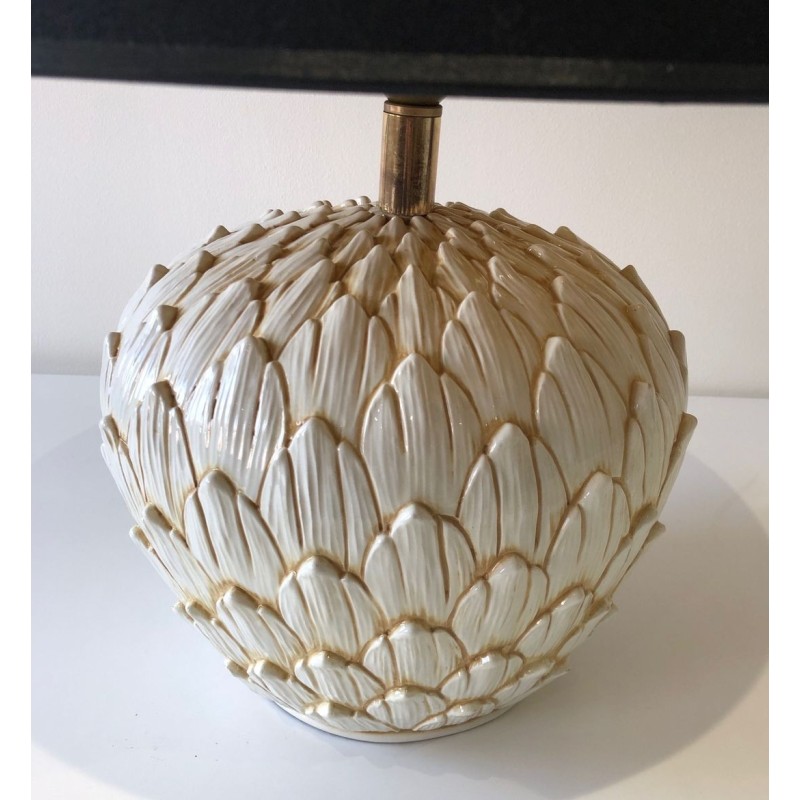 Lampe de Table en Céramique Artichaut, Travail Français, vers 1970