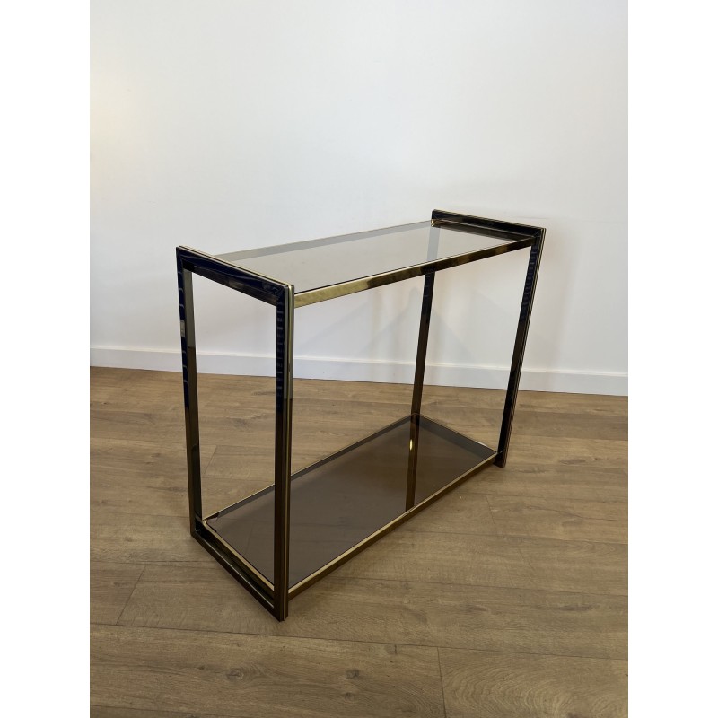 Console in Gunmetal Metal and Brass Fillets with Two Smoke | Maison Barrois