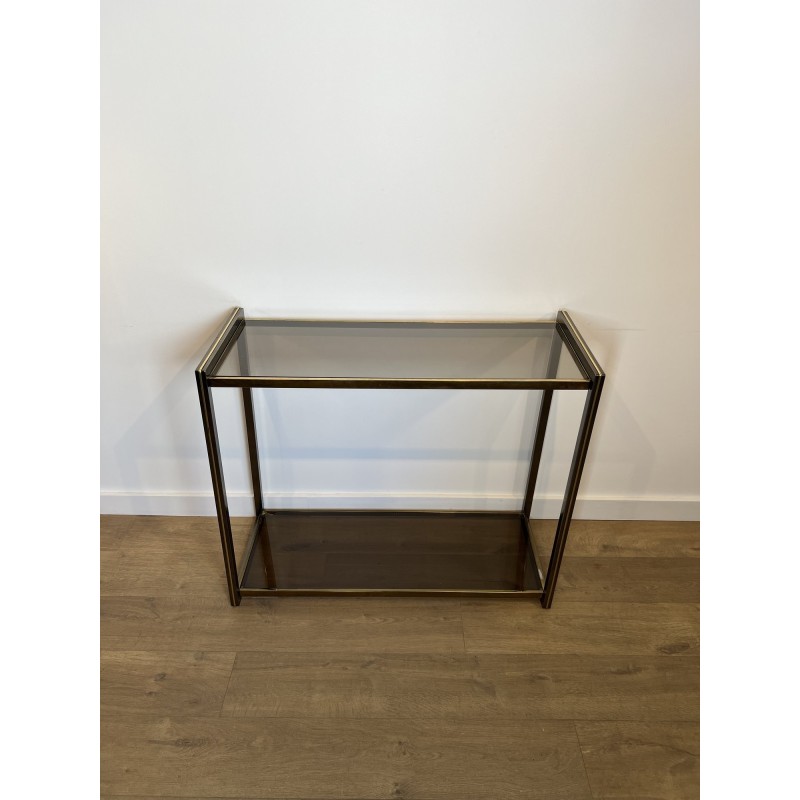 Console in Gunmetal Metal and Brass Fillets with Two Smoke | Maison Barrois