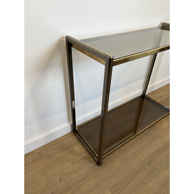 Console in Gunmetal Metal and Brass Fillets with Two Smoke | Maison Barrois