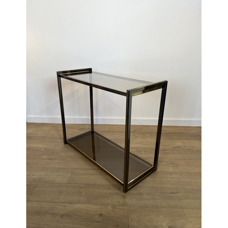 Console in Gunmetal Metal and Brass Fillets with Two Smoke | Maison Barrois