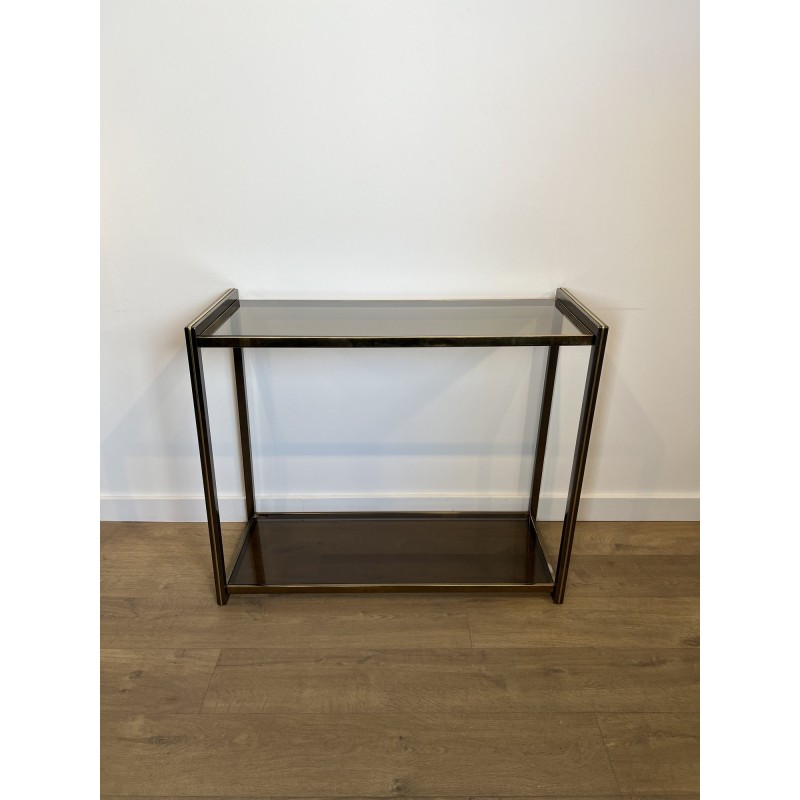 Console in Gunmetal Metal and Brass Fillets with Two Smoke | Maison Barrois