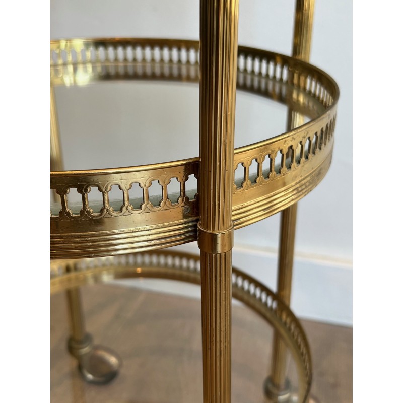Table Roulante Ronde en Laiton à Trois Plateaux, Néo-class | Maison Barrois