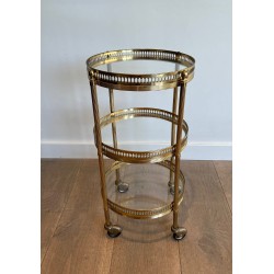 Table Roulante Ronde en Laiton à Trois Plateaux, Néo-class | Maison Barrois