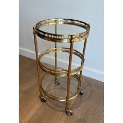 Table Roulante Ronde en Laiton à Trois Plateaux, Néo-class | Maison Barrois