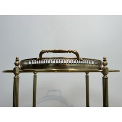 Table Roulante Ovale en Laiton à Galerie Ajourée et PommeS | Maison Barrois