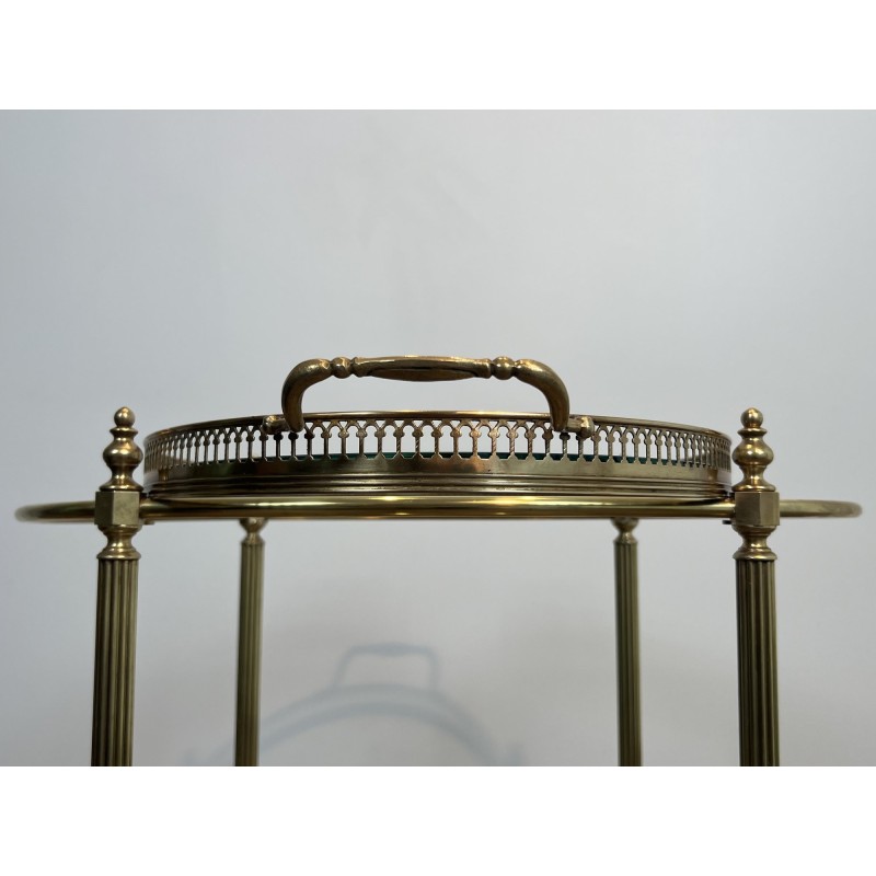 Table Roulante Ovale en Laiton à Galerie Ajourée et PommeS | Maison Barrois