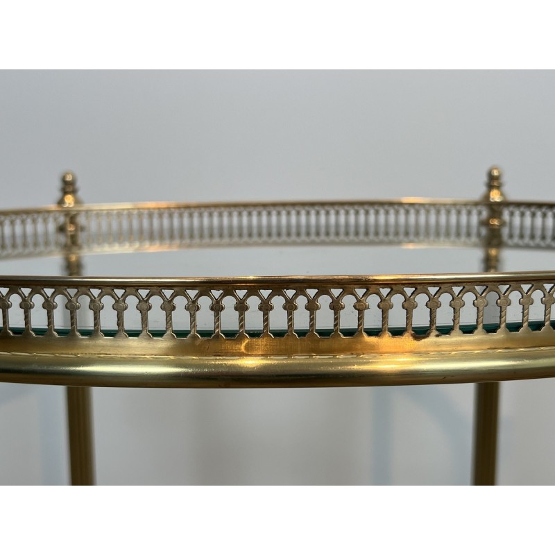 Table Roulante Ovale en Laiton à Galerie Ajourée et PommeS | Maison Barrois