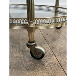Table Roulante Ovale en Laiton à Galerie Ajourée et PommeS | Maison Barrois