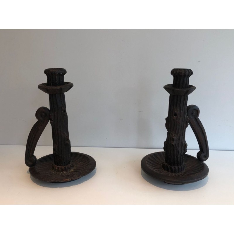 Paire de Bougeoirs Brutalistes