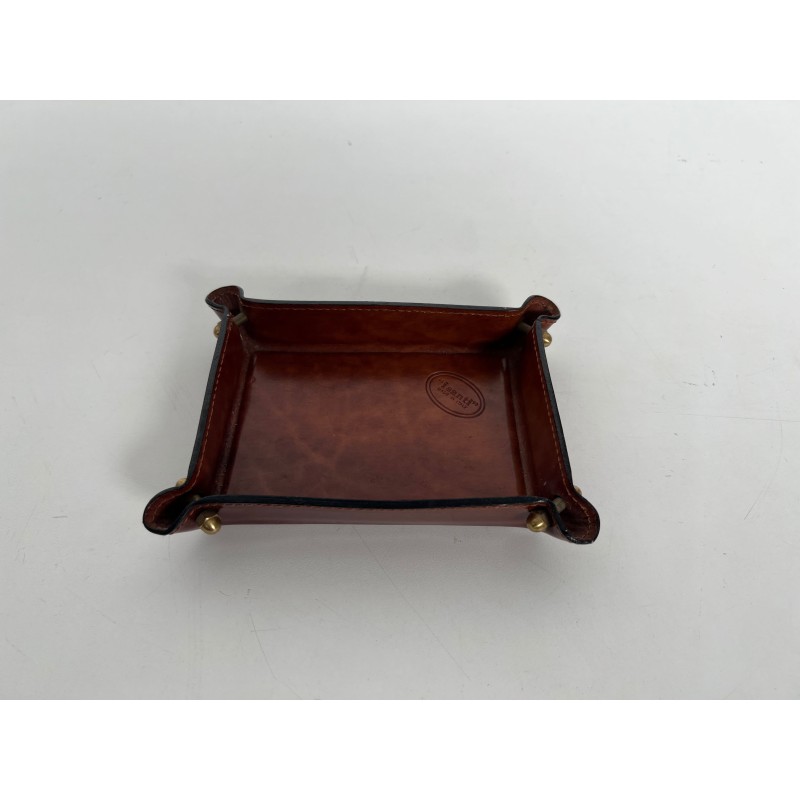 Vide-Poche in Cognac Topstitched Leather and Brass, Neocla | Maison Barrois