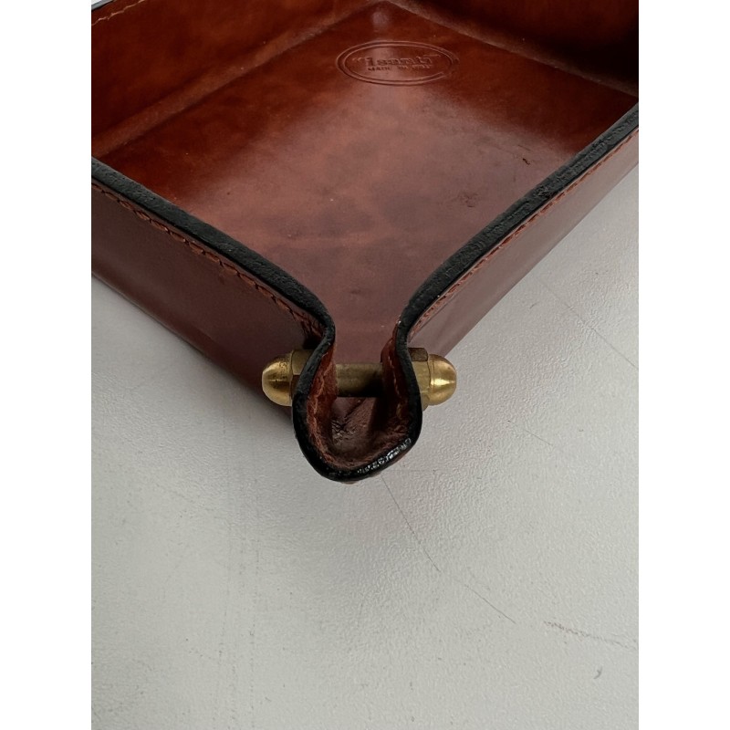 Vide-Poche in Cognac Topstitched Leather and Brass, Neocla | Maison Barrois