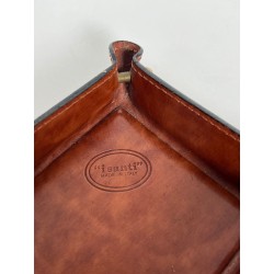 Vide-Poche in Cognac Topstitched Leather and Brass, Neocla | Maison Barrois