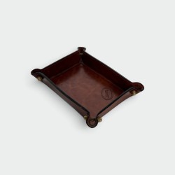 Vide-Poche in Cognac Topstitched Leather and Brass, Neocla | Maison Barrois