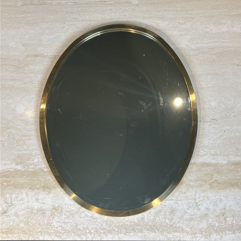 Oval Mirror with Brass Frame, Italian Work, circa 1970 | Maison Barrois