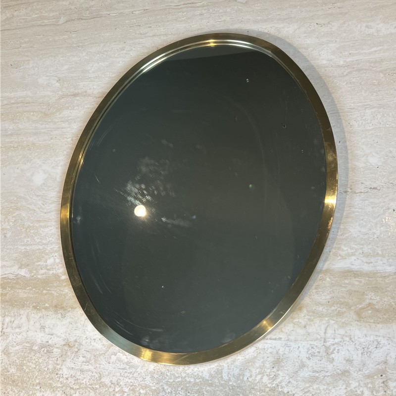 Miroir Ovale Cerclé de Laiton, Design, Travail Italien, ve | Maison Barrois