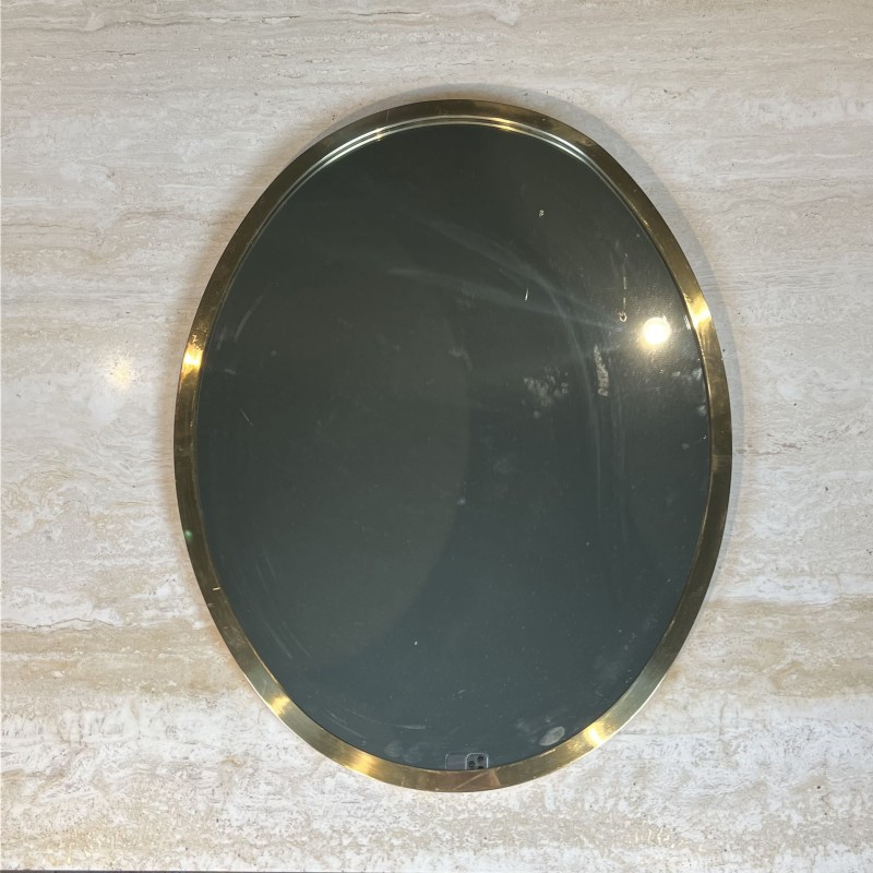 Oval Mirror with Brass Frame, Italian Work, circa 1970 | Maison Barrois
