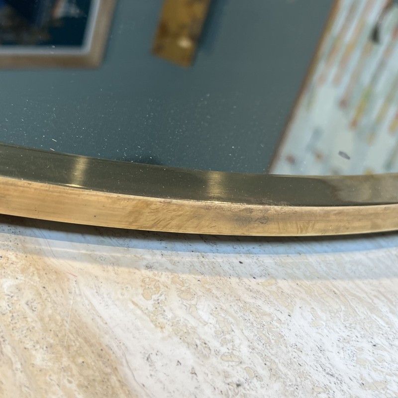 Miroir Ovale Cerclé de Laiton, Design, Travail Italien, ve | Maison Barrois