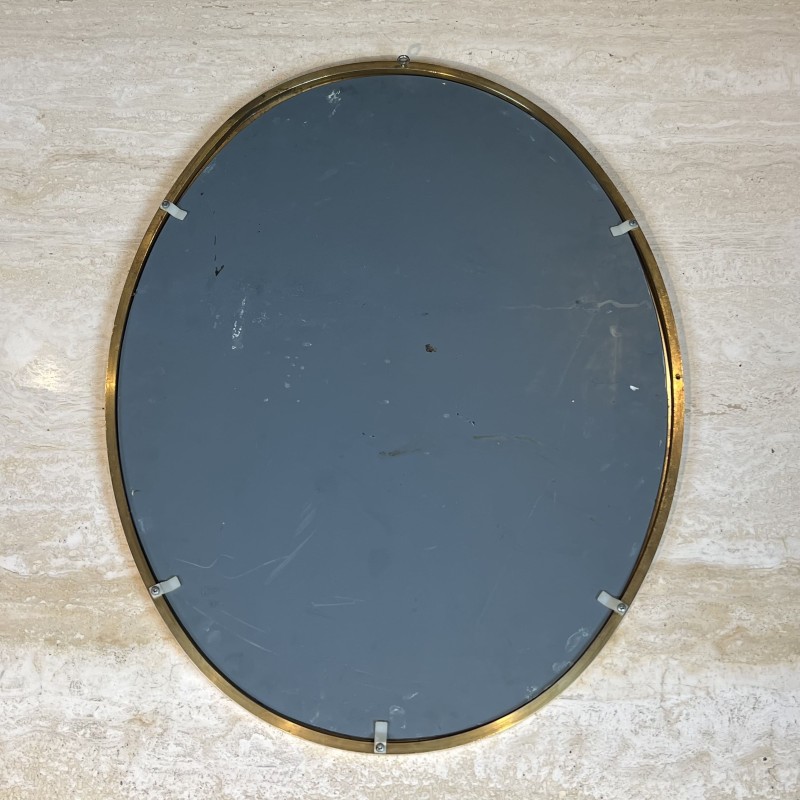 Miroir Ovale Cerclé de Laiton, Design, Travail Italien, ve | Maison Barrois