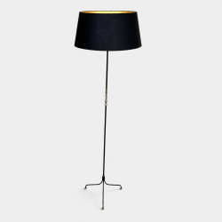 Lampadaire Tripode en Métal Laqué Noiret Laiton, Modernist | Maison Barrois