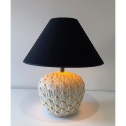 Lampe de Table en Céramique Artichaut, Travail Français, vers 1970