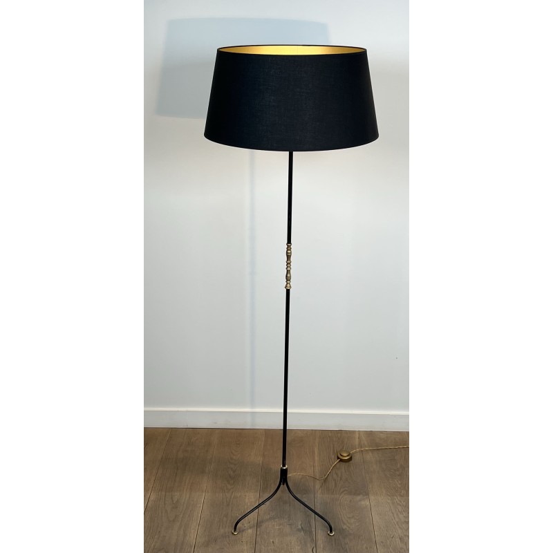 Lampadaire Tripode en Métal Laqué Noiret Laiton, Modernist | Maison Barrois