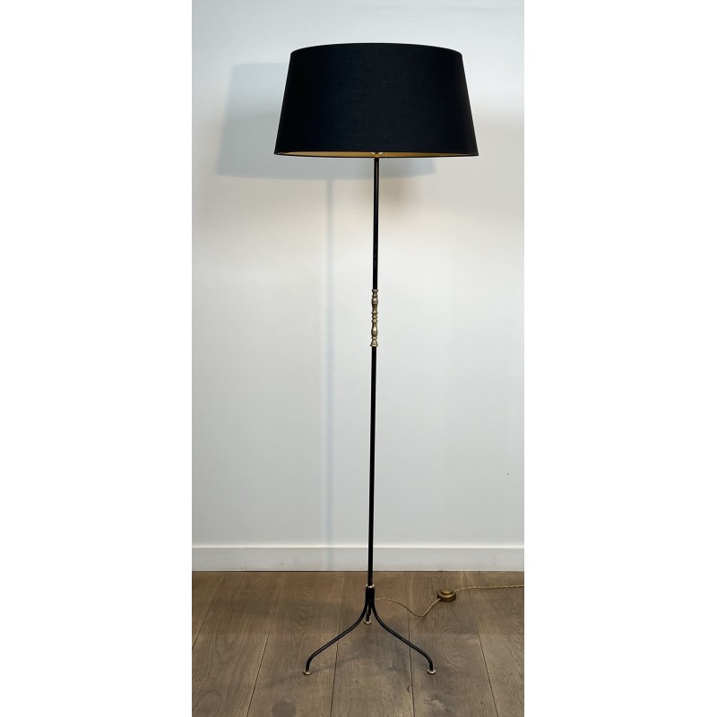 Lampadaire Tripode en Métal Laqué Noiret Laiton, Modernist | Maison Barrois
