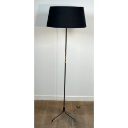Lampadaire Tripode en Métal Laqué Noiret Laiton, Modernist | Maison Barrois