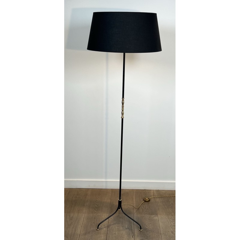 Lampadaire Tripode en Métal Laqué Noiret Laiton, Modernist | Maison Barrois