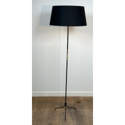 Lampadaire Tripode en Métal Laqué Noiret Laiton, Modernist | Maison Barrois