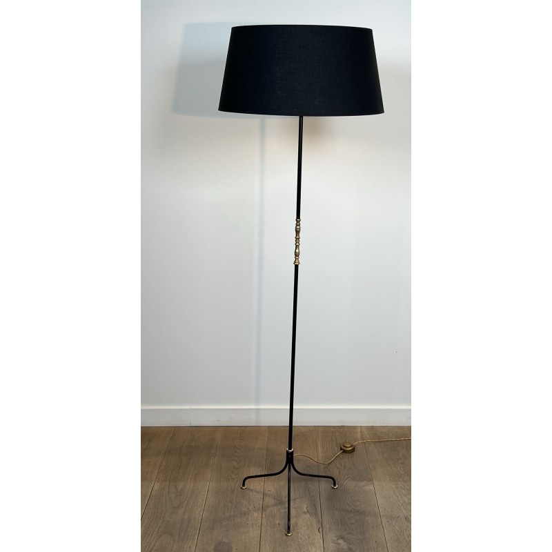 Lampadaire Tripode en Métal Laqué Noiret Laiton, Modernist | Maison Barrois