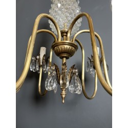 Lustre Ananas en Verre Taillé et Laiton Doré à Six Bras de | Maison Barrois