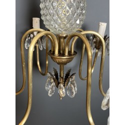 Pineapple Chandelier in Cut Glass and Gilt Brass with Six | Maison Barrois