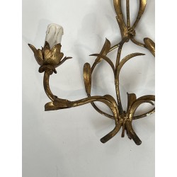 Set of Four Two-Light Sconces in Gilt Metal with Foliage D | Maison Barrois